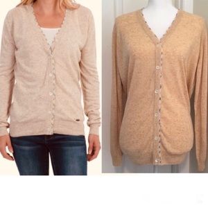 BARBOUR Popham Cardigan Sweater Tartan Plaid Trim